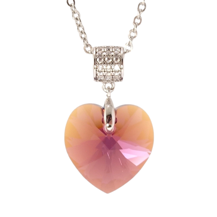 Кулон Xuping колір Родій з кр-ми Swarovski на ланцюжку Кристальне серце Amethyst дл. 40-45см х 2мм фото №10