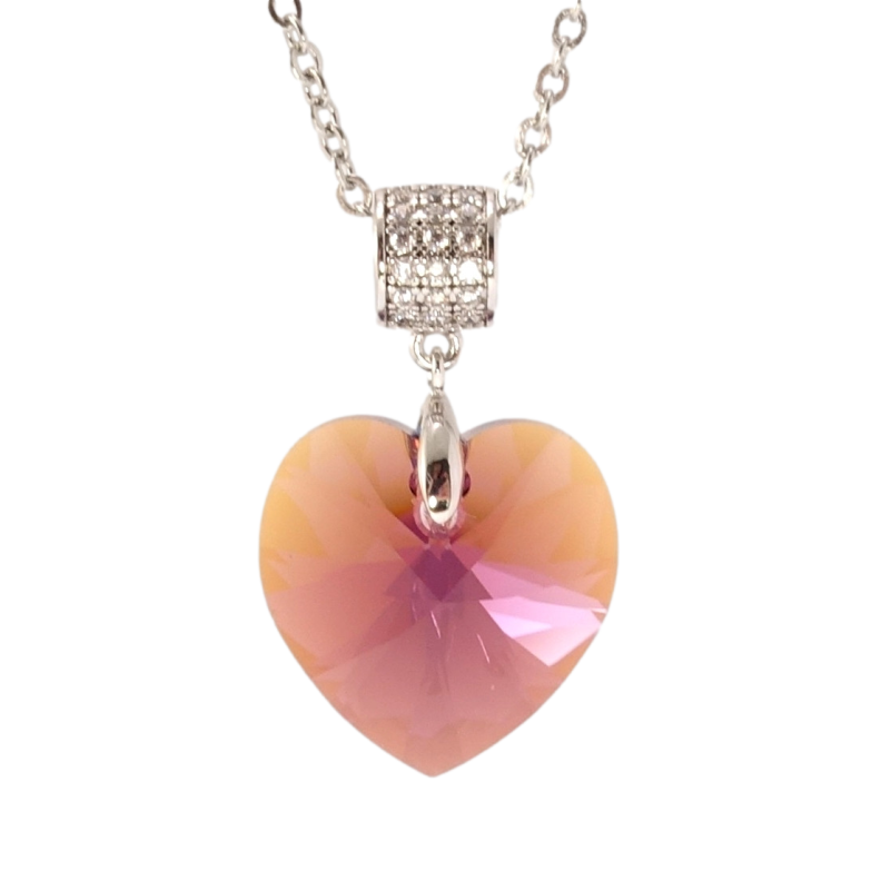 Кулон Xuping цвет Родий с кр-ми Swarovski на цепочке Кристальное сердце Amethyst дл. 40-45см х 2мм фото №8