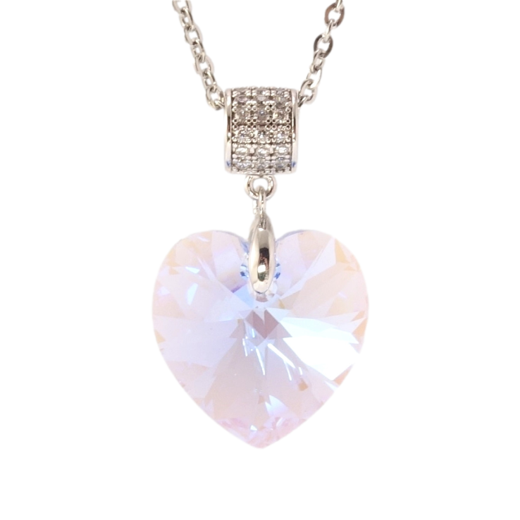 Кулон Xuping колір Родій з кр-ми Swarovski на ланцюжку Кристальне серце Ocean Delite дл. 40-45см х 2мм фото №9