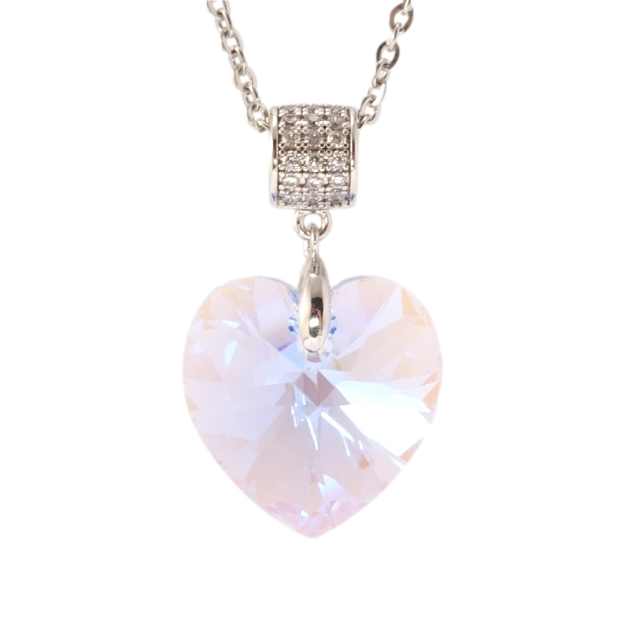 Кулон Xuping колір Родій з кр-ми Swarovski на ланцюжку Кристальне серце Ocean Delite дл. 40-45см х 2мм фото №1