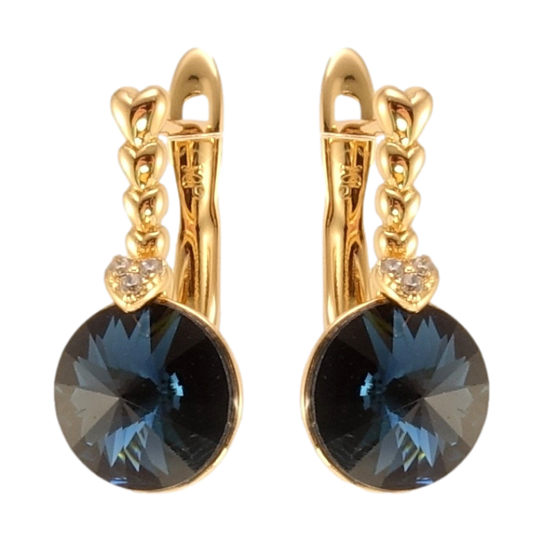 Сережки Xuping колір 18K з кристалами Swarovski англійський замок Кристали Montana на дужках серцях фото №1