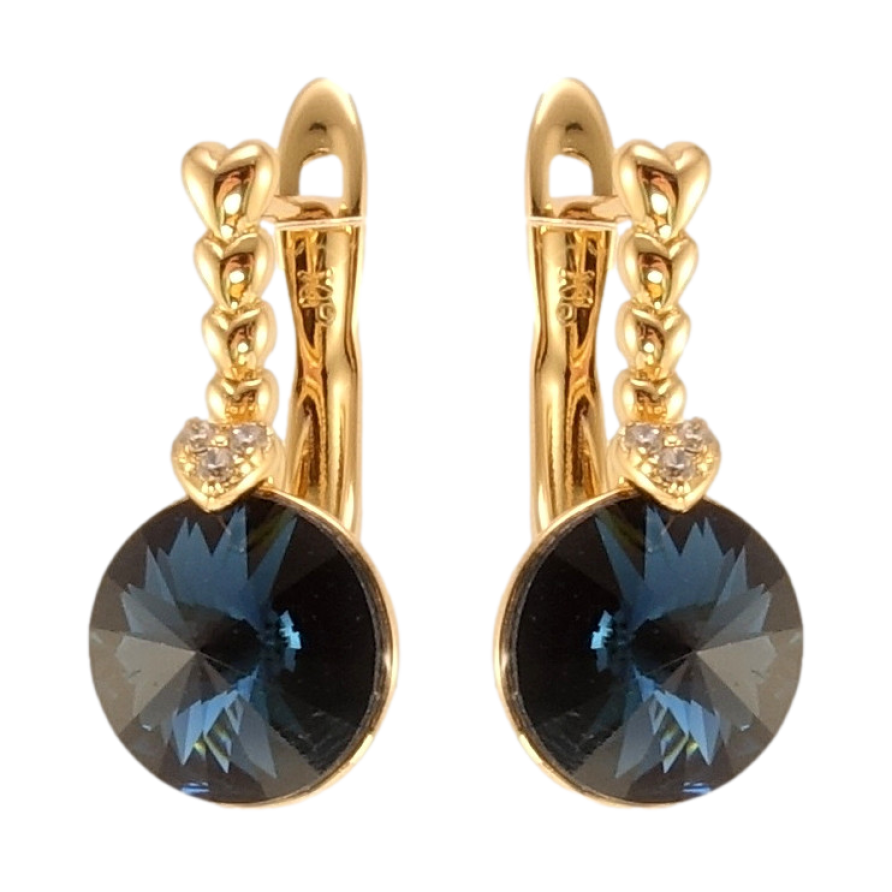 Сережки Xuping колір 18K з кристалами Swarovski англійський замок Кристали Montana на дужках серцях фото №1