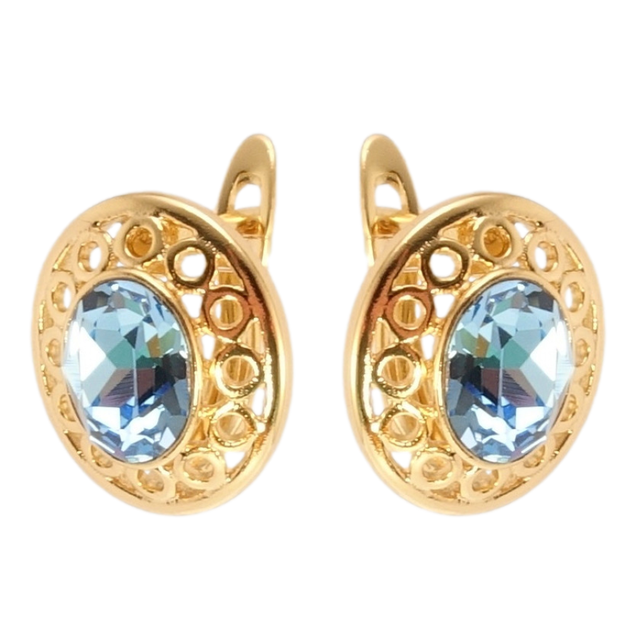 Сережки Xuping колір 18K з кристалами Swarovski англійський замок Різні колечки з кристалами Aquamarine фото №1