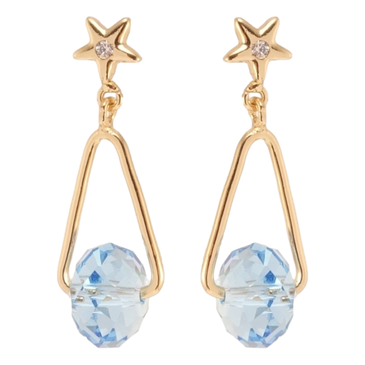 Сережки Xuping колір 18K з кристалами Swarovski пусети Зірочки з трикутними підвісками та намистом фото №16 Сережки Xuping колір 18K з кристалами Swarovski пусети Зірочки з трикутними підвісками та намистом фото №16