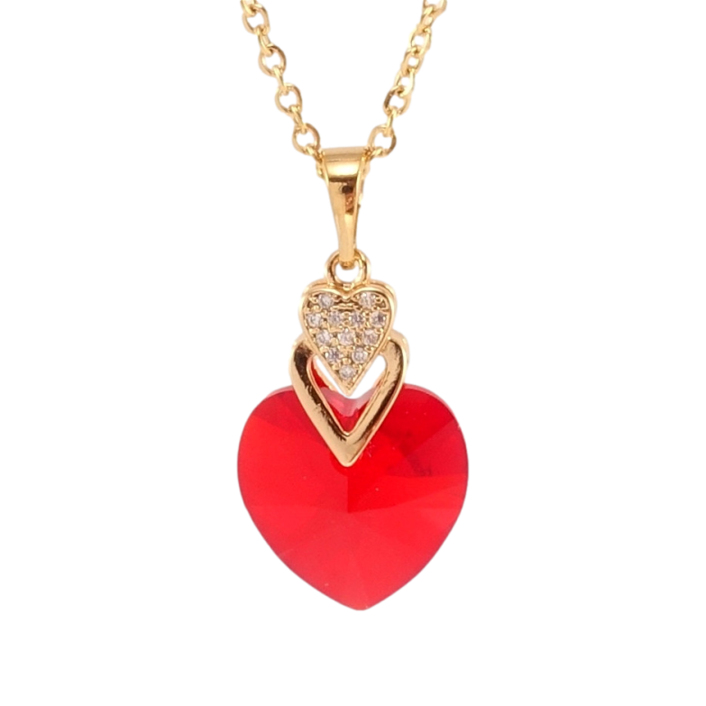 Кулон Xuping цвет 18K с кр-ми Swarovski на цепочке Кристальное сердечко Light Siam дл. 40-45см х 2мм фото №1