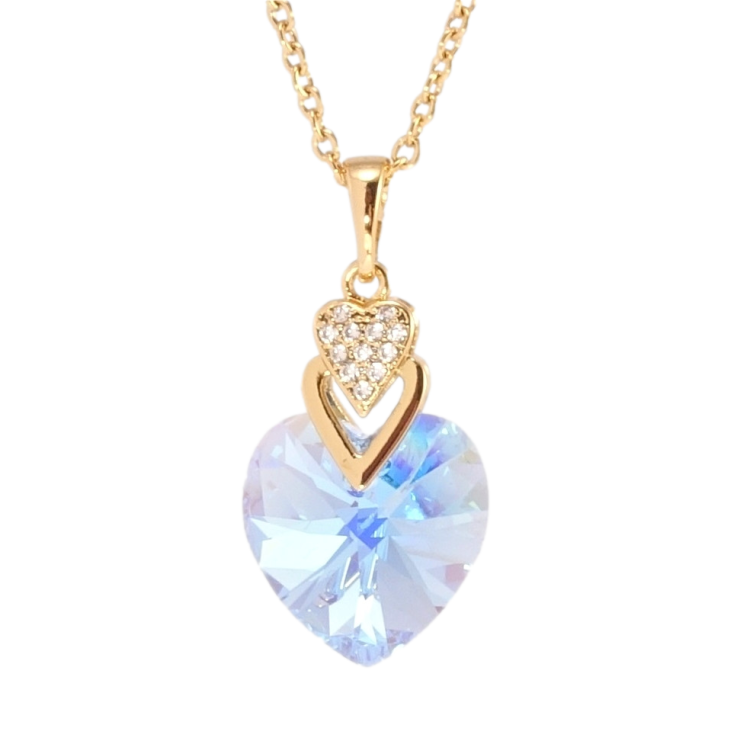 Кулон Xuping цвет 18K с кр-ми Swarovski на цепочке Кристальное сердечко Ocean Delite дл. 41-46см х 2мм фото №7