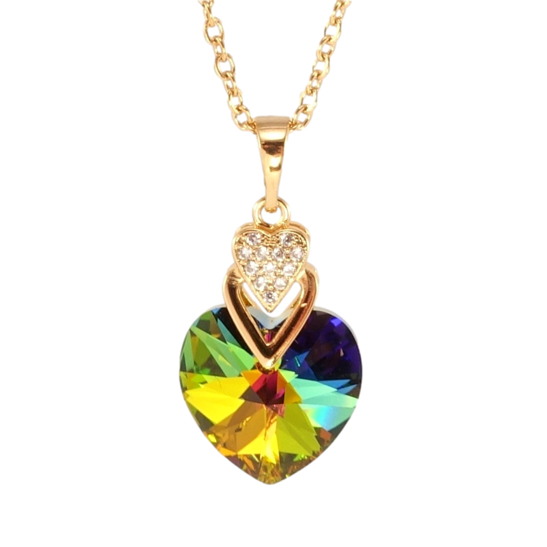 Кулон Xuping цвет 18K с кр-ми Swarovski на цепочке Кристальное сердечко Vitrail Medium дл. 40-46см х 2мм фото №1