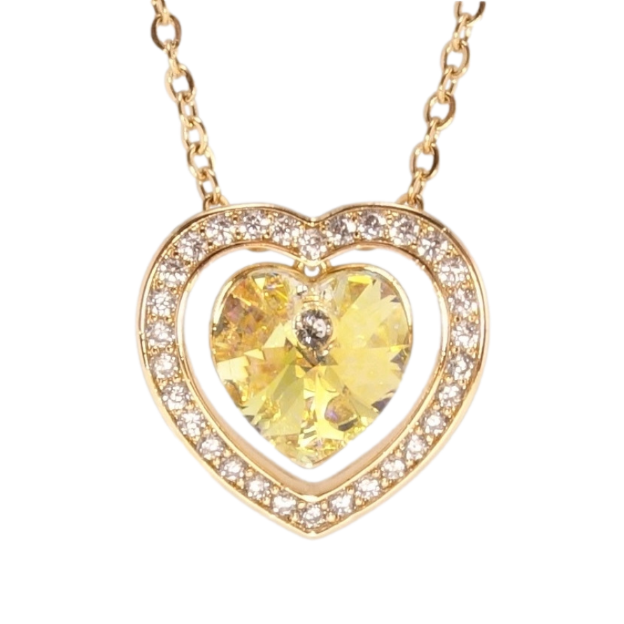 Кулон Xuping колір 18K з кр-ми Swarovski на ланцюжку Серце Sunshine Delite з кристалами дл. 40-45см х 2мм фото №1