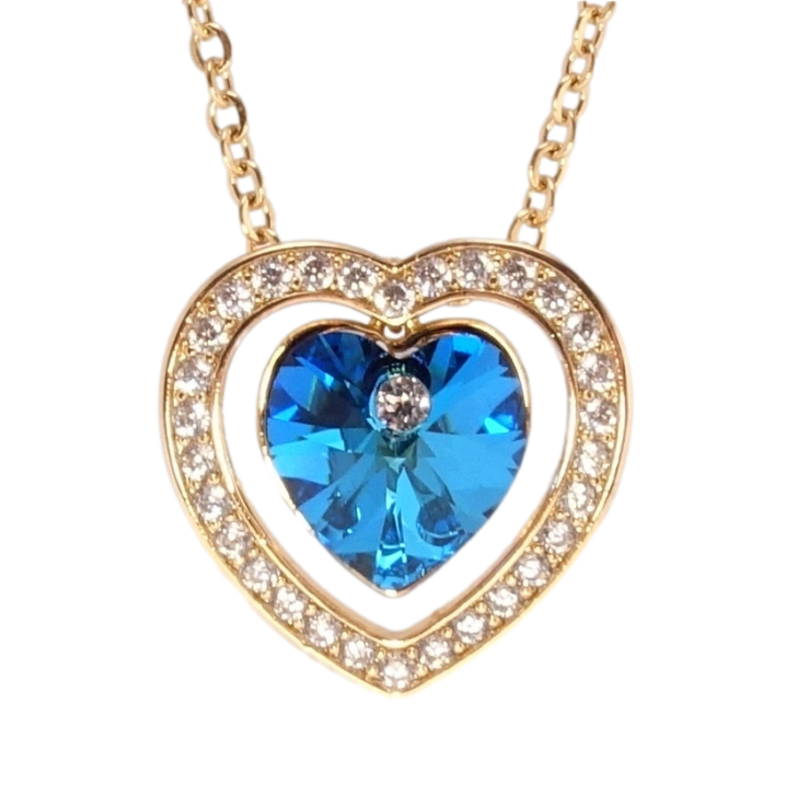 Кулон Xuping колір 18K з кр-ми Swarovski на ланцюжку Серце Metallic Blue з кристалами дл. 40-45см х 2мм фото №24