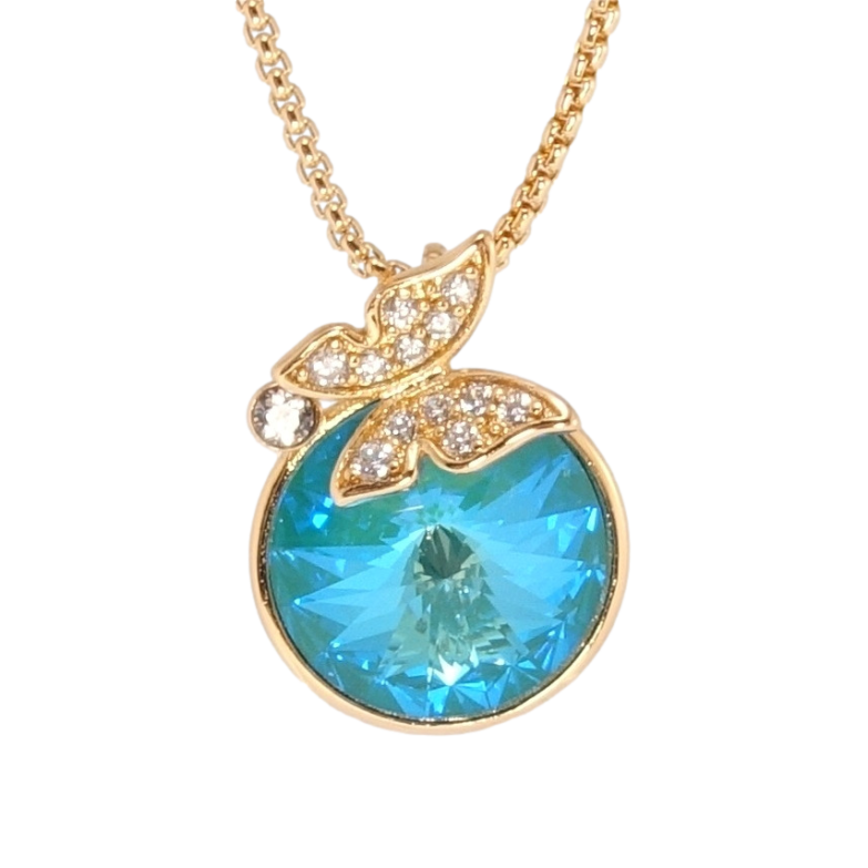 Кулон Xuping цвет 18K с кр-ми Swarovski на цепочке Кристалл Laguna Delite с бабочкой дл. 40-45см х 1мм фото №1