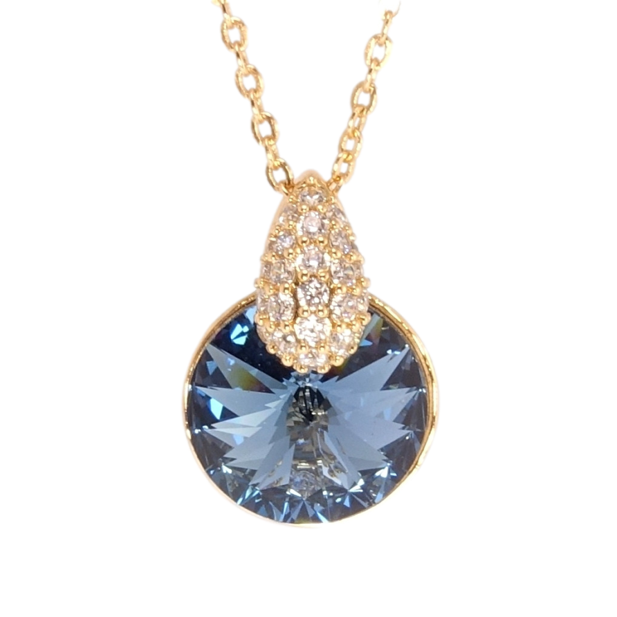 Кулон Xuping колір 18K з кр-ми Swarovski на ланцюжку Кристал Montana з крапелькою дл. 40-45см х 2мм фото №1