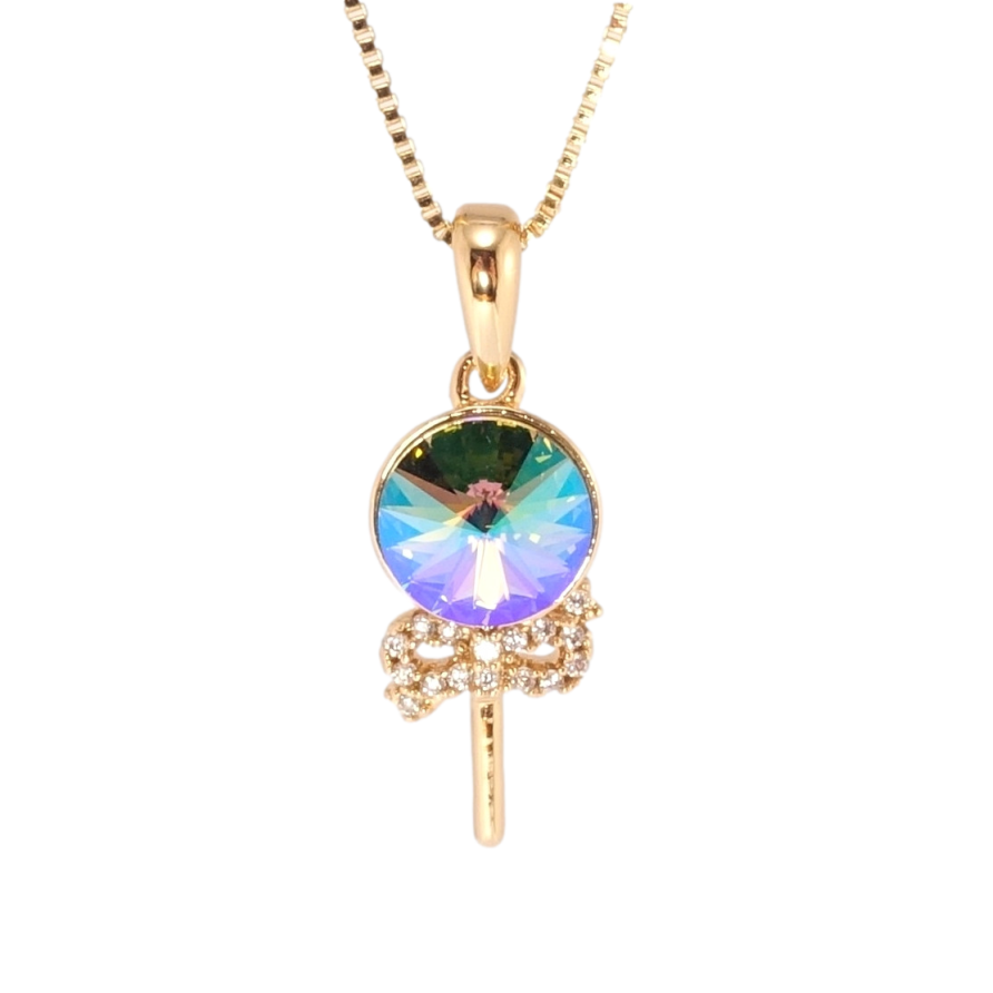 Кулон Xuping колір 18K з кр-ми Swarovski на ланцюжку Грязик кристал Erinite Shimmer дл. 41-46см х 1мм фото №1