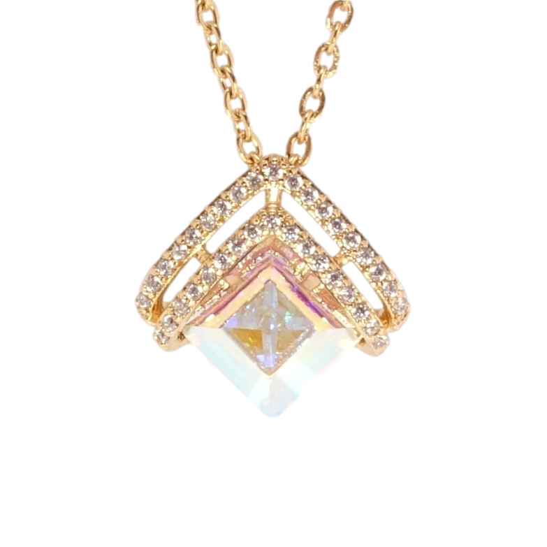 Кулон Xuping колір 18K з кр-ми Swarovski на ланцюжку Витончена підвіска з кр-лом АВ дл. 40-45см х 2мм фото №1