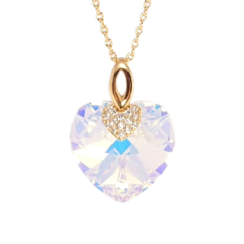 Кулон Xuping цвет 18K с кр-ми Swarovski на цепочке Кристальное сердечко Shimmer дл. 40-44см х 1мм фото №1