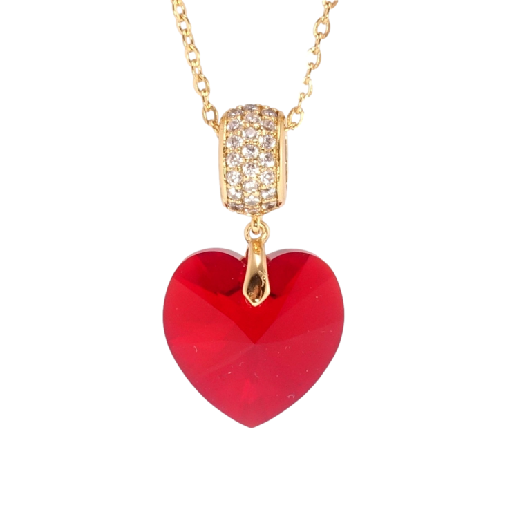 Кулон Xuping колір 18K з кр-ми Swarovski на ланцюжку Кристальне серце Siam дл. 40-45см х 2мм фото №14