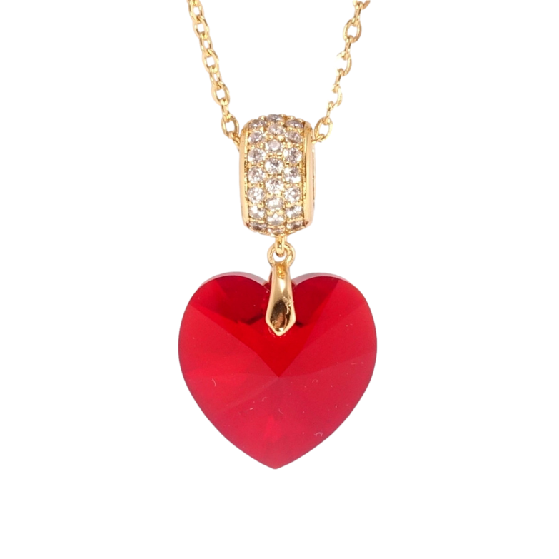 Кулон Xuping колір 18K з кр-ми Swarovski на ланцюжку Кристальне серце Siam дл. 40-45см х 2мм фото №4