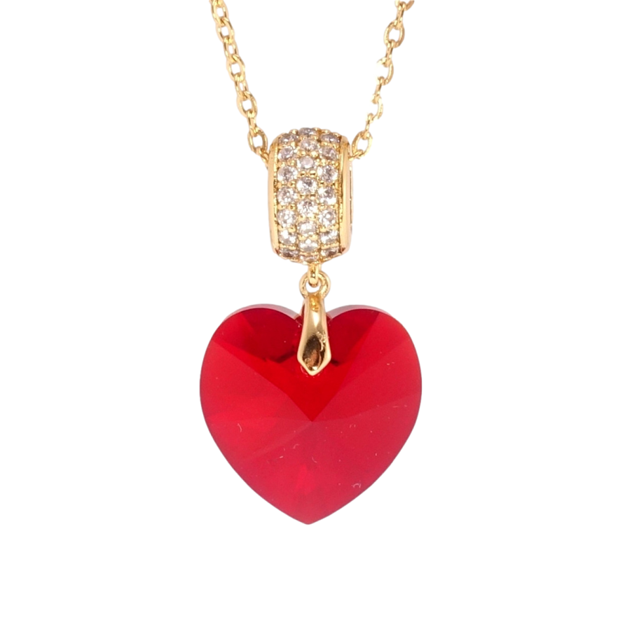 Кулон Xuping колір 18K з кр-ми Swarovski на ланцюжку Кристальне серце Siam дл. 40-45см х 2мм фото №1