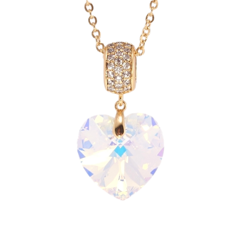 Кулон Xuping цвет 18K с кр-ми Swarovski на цепочке Кристальное сердечко Shimmer дл. 40-45см х 2мм фото №1