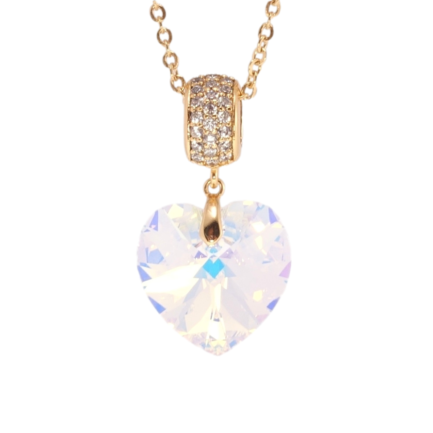 Кулон Xuping цвет 18K с кр-ми Swarovski на цепочке Кристальное сердечко Shimmer дл. 40-45см х 2мм фото №1