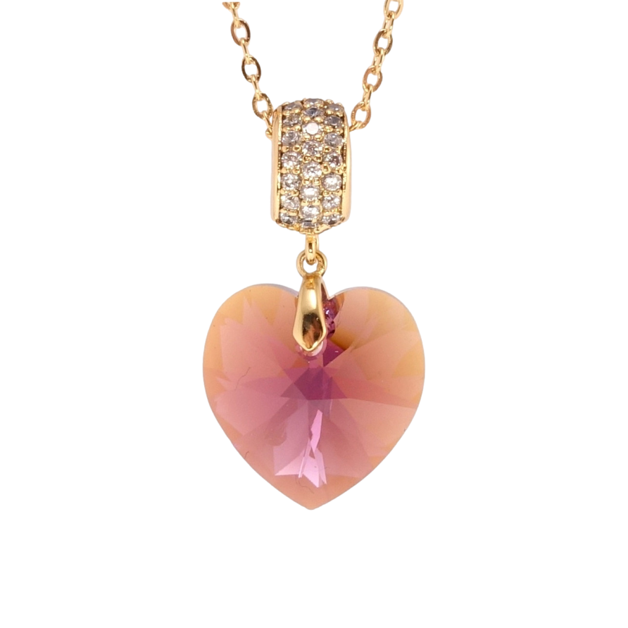 Кулон Xuping колір 18K з кр-ми Swarovski на ланцюжку Кристальне серце Amethyst дл. 40-45см х 2мм фото №1