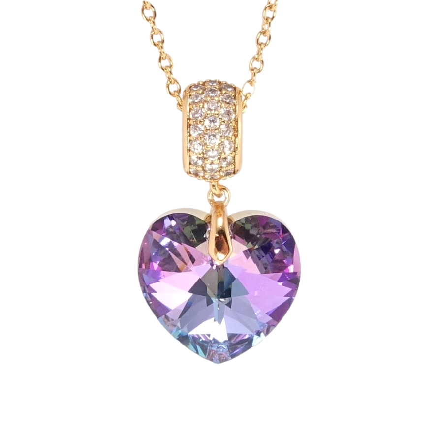 Кулон Xuping колір 18K з кр-ми Swarovski на ланцюжку Кристальне серце Paradise Shine дл. 40-45см х 2мм фото №1