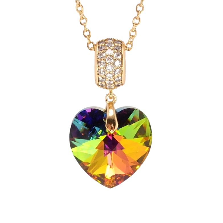 Кулон Xuping колір 18K з кр-ми Swarovski на ланцюжку Кристальне серце Vitrail Medium дл. 40-45см х 2мм фото №3