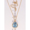 Кулон Xuping колір 18K з кр-ми Swarovski на ланцюжку Крапелька Aquamarine з кристалами дл. 40-45см х 1мм фото №2