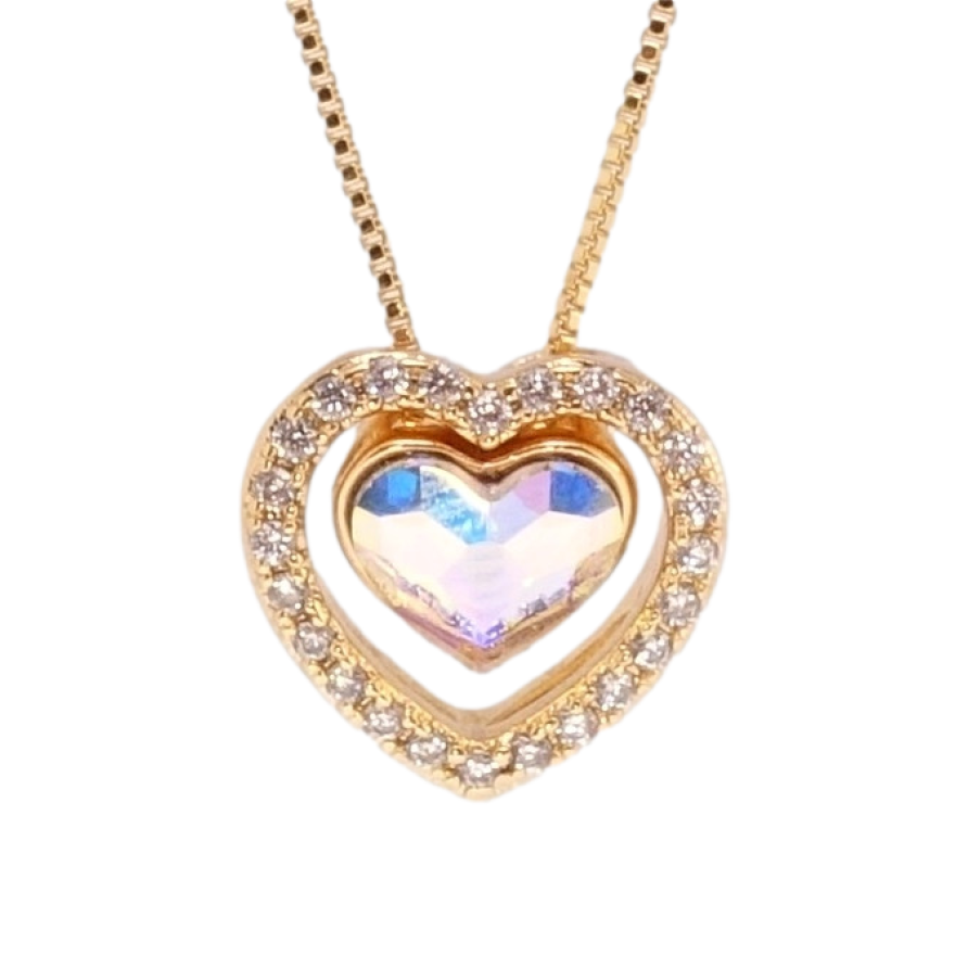 Кулон Xuping колір 18K з кр-ми Swarovski на ланцюжку Серце АВ в обрамленні кристалами дл. 40-45см х 1мм фото №1