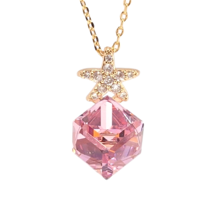 Кулон Xuping колір 18K з кр-ми Swarovski на ланцюжку Кубик Rose із зірочкою дл. 40-45см х 1мм фото №8