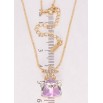 Кулон Xuping колір 18K з кр-ми Swarovski на ланцюжку Кубік Smoky Mauve із зірочкою дл. 40-45см х 1мм фото №2