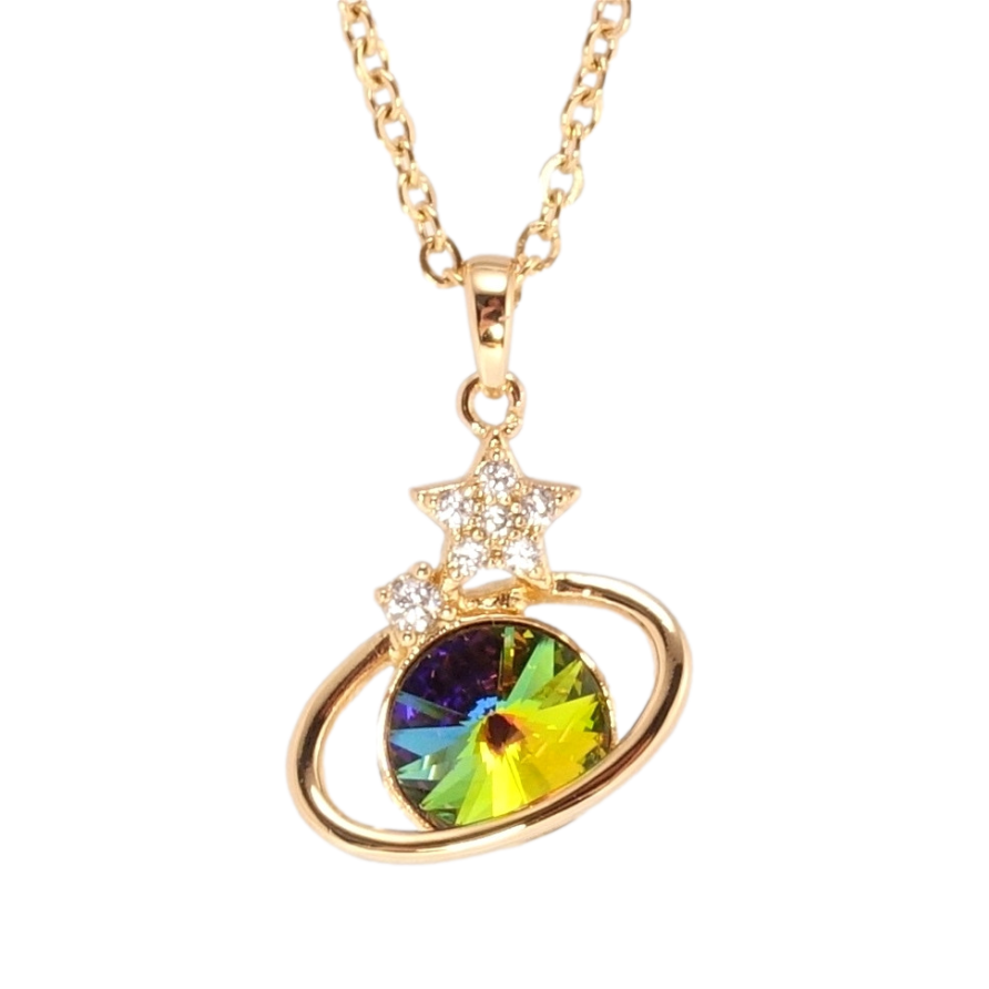 Кулон Xuping колір 18K з кр-ми Swarovski на ланцюжку Сатурн із зірками кр-лл Vitrail Medium дл. 40-45см х фото №1