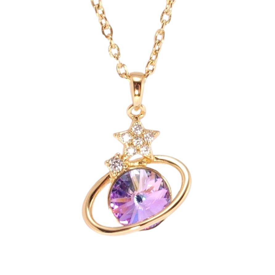 Кулон Xuping колір 18K з кр-ми Swarovski на ланцюжку Сатурн із зірками кр-лл Paradise Shine дл. 40-45см х фото №1