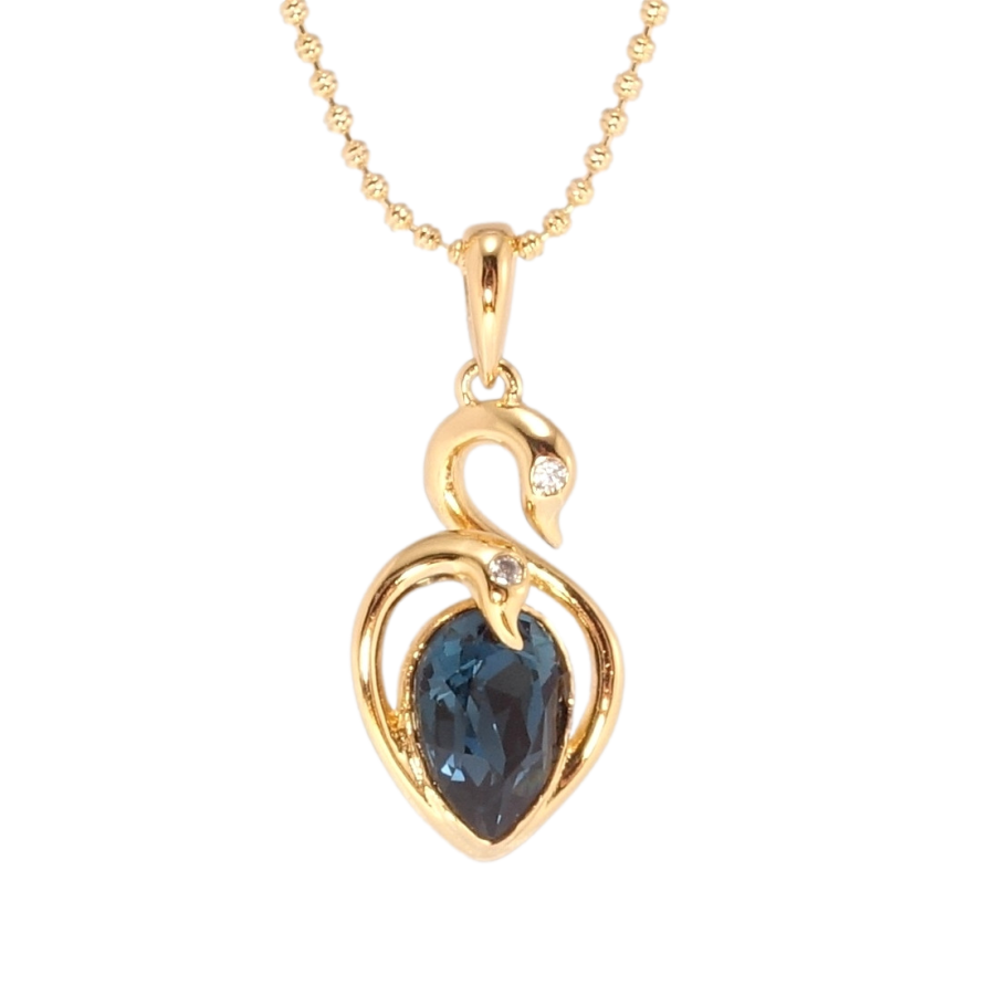 Кулон Xuping цвет 18K с кр-ми Swarovski на цепочке Лебеди кристалл Montana дл. 40-45см х 1мм фото №1