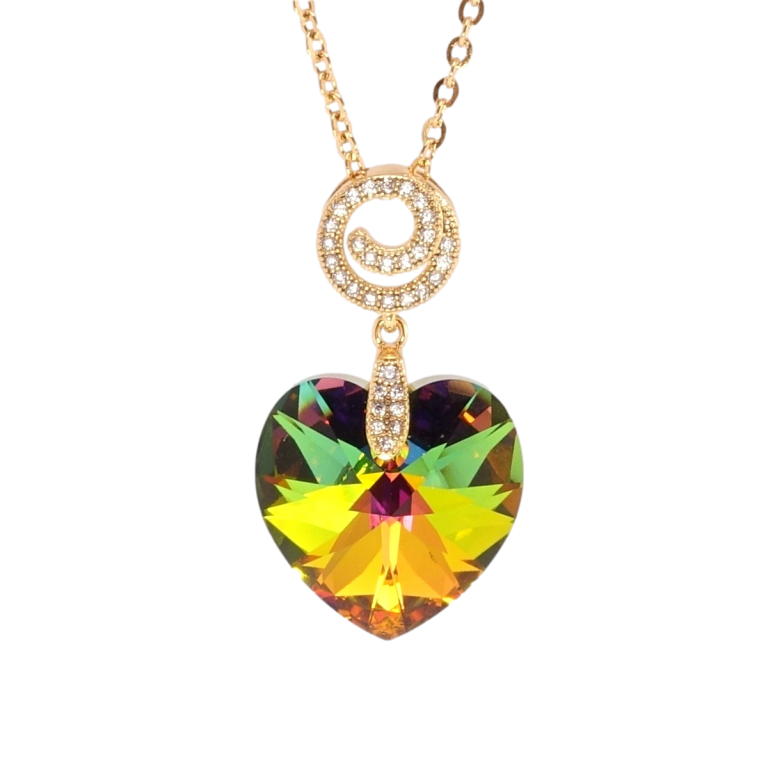 Кулон Xuping цвет 18K с кр-ми Swarovski на цепочке Кристальное сердце Vitrail Medium дл. 40-45см х 2мм фото №1