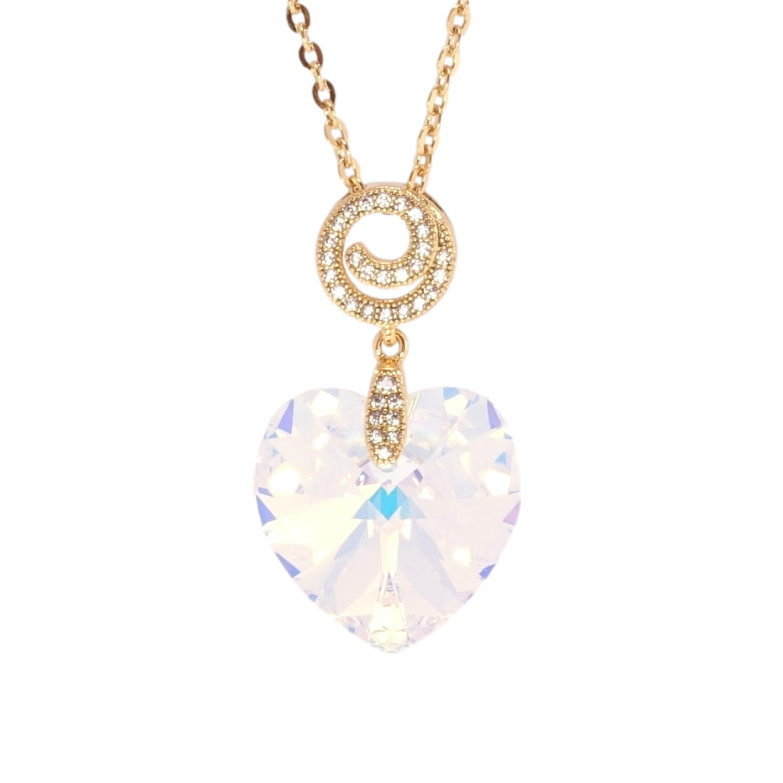 Кулон Xuping колір 18K з кр-ми Swarovski на ланцюжку Кристальне серце Shimmer дл. 40-45см х 2мм фото №1