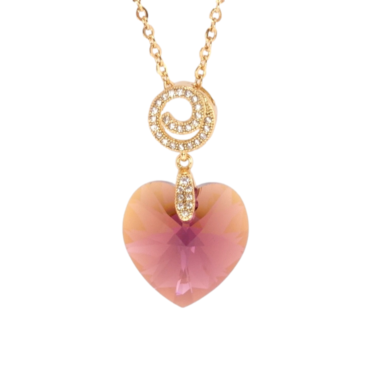 Кулон Xuping колір 18K з кр-ми Swarovski на ланцюжку Кристальне серце Burgundy дл. 40-45см х 2мм фото №21