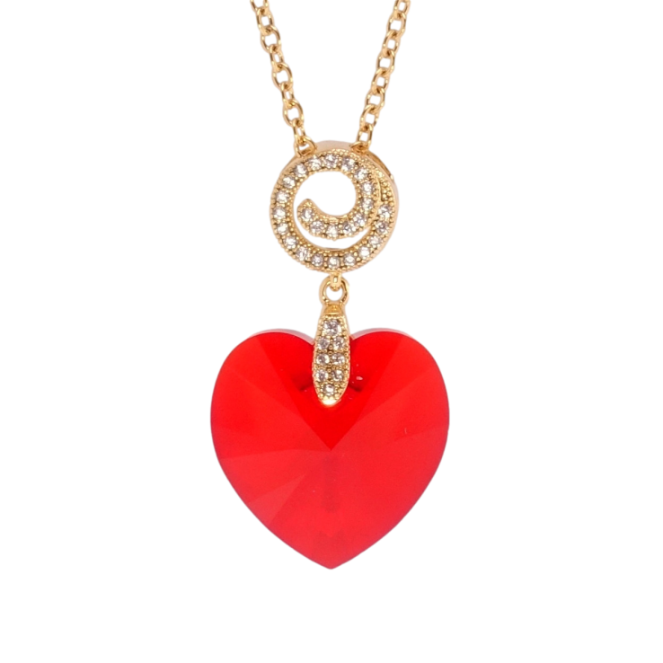 Кулон Xuping цвет 18K с кр-ми Swarovski на цепочке Кристальное сердце Light Siam дл. 40-45см х 2мм фото №2