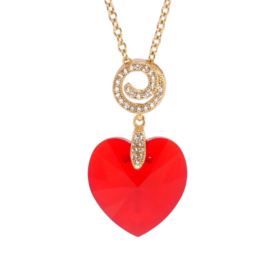 Кулон Xuping цвет 18K с кр-ми Swarovski на цепочке Кристальное сердце Light Siam дл. 40-45см х 2мм фото №1