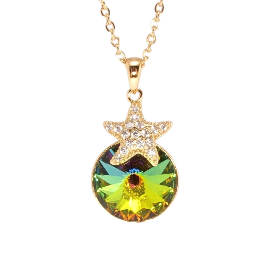 Кулон Xuping колір 18K з кр-ми Swarovski на ланцюжку Кристал Vitrail Medium із зірочкою дл. 40-45см х фото №1