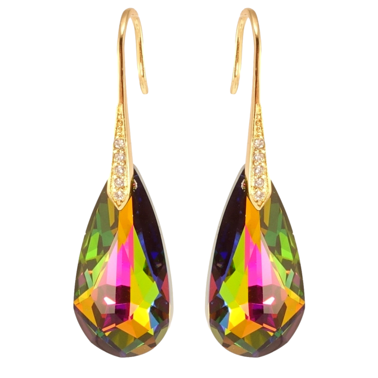 Сережки Xuping колір 18K з кристалами Swarovski французький замок Кристальні крапельки Vitrail Medium фото №4 Сережки Xuping колір 18K з кристалами Swarovski французький замок Кристальні крапельки Vitrail Medium фото №4