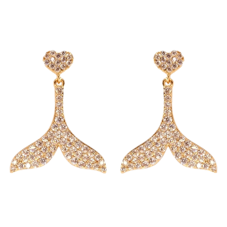 Серьги Xuping QQMM Позолота 18K пусеты Рыбий хвост инкрустация цирконием фото №1