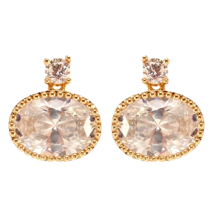 Сережки Xuping QQMM Позолота 18K пусети Овальні кристали фото №15