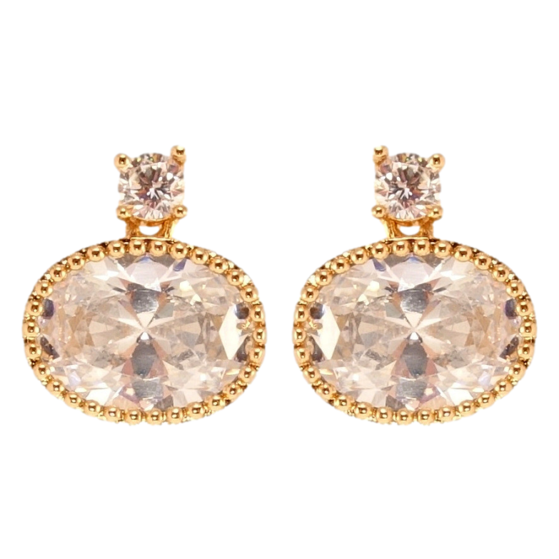 Серьги Xuping QQMM Позолота 18K пусеты Овальные кристаллы фото №1