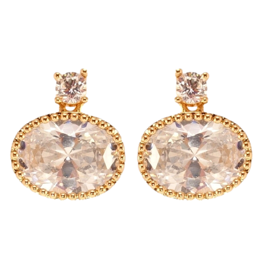 Сережки Xuping QQMM Позолота 18K пусети Овальні кристали фото №1