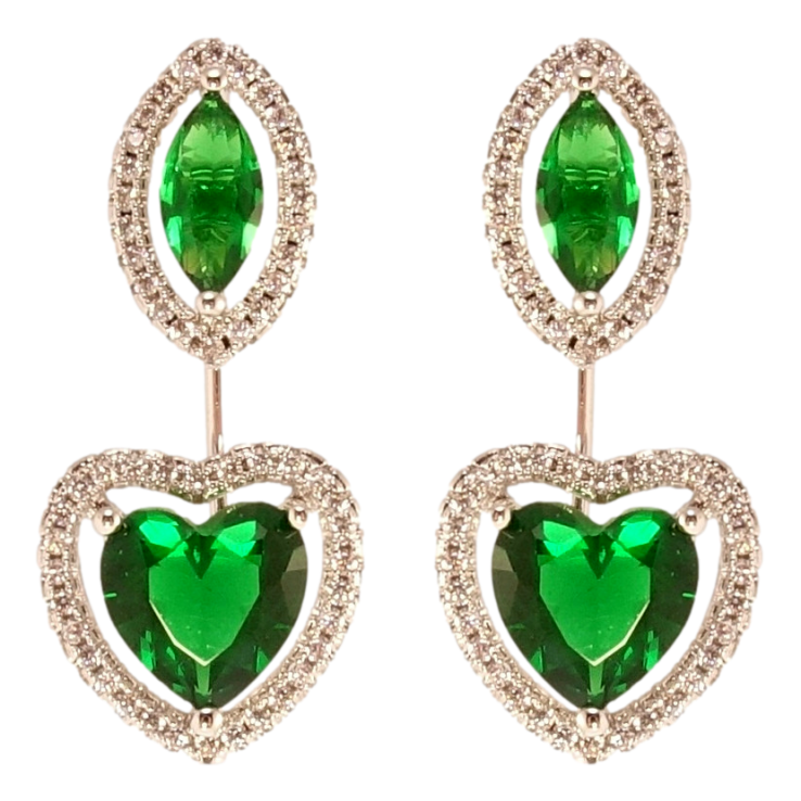 Сережки Xuping QQMM Родій пусети-джекети Романтизм із зеленими кристалами фото №15