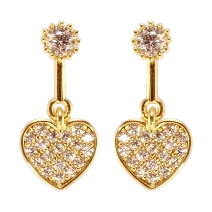 Сережки Xuping QQMM Позолота 14K пусети Сердечки з інкрустацією цирконієм фото №3