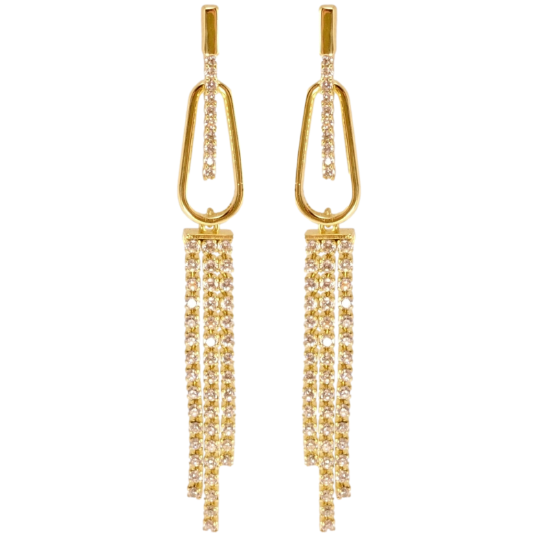 Серьги Xuping QQMM Позолота 14K пусеты Блистательные подвески с цирконием фото №2