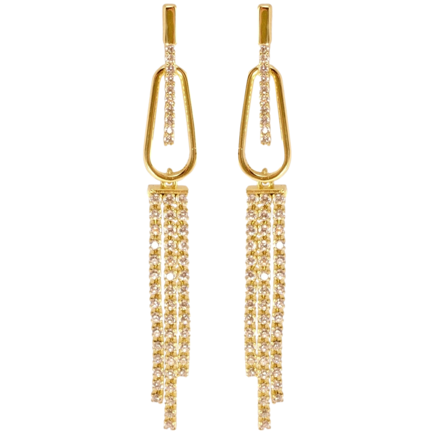 Серьги Xuping QQMM Позолота 14K пусеты Блистательные подвески с цирконием фото №1