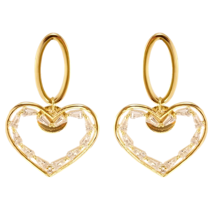 Сережки Xuping QQMM Позолота 14K пусети Сердечки з цирконієм фото №25
