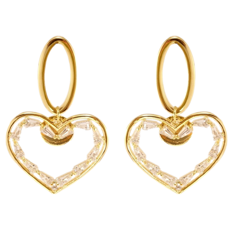 Сережки Xuping QQMM Позолота 14K пусети Сердечки з цирконієм фото №1